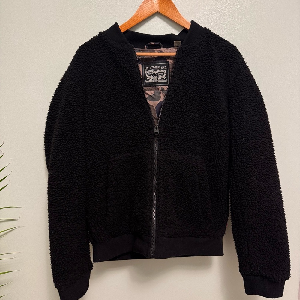Levi's Black Sherpa Bomber Jacket with Zip